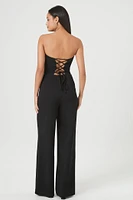 Lace-Up Strapless Jumpsuit