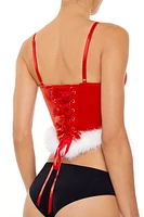 Camisole-corset en velours à imprimé Père Noël