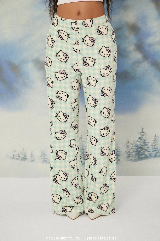 Pantalon de pyjama à imprimé Hello Kitty avec motif pied-de-poule