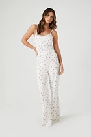 Heart Print Lace Trim Pajama Cami