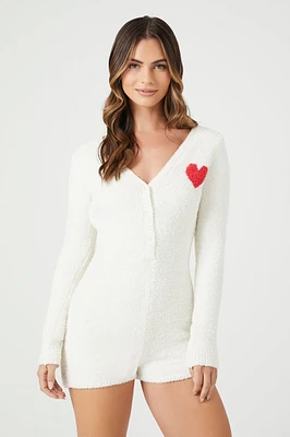 Plush Heart Pajama Romper