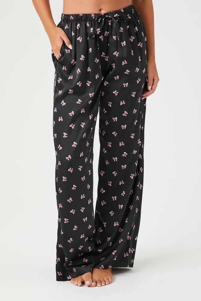 Forever 21 Satin Bow Print Pajama Pants