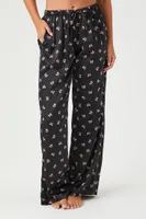 Satin Bow Print Pajama Pants