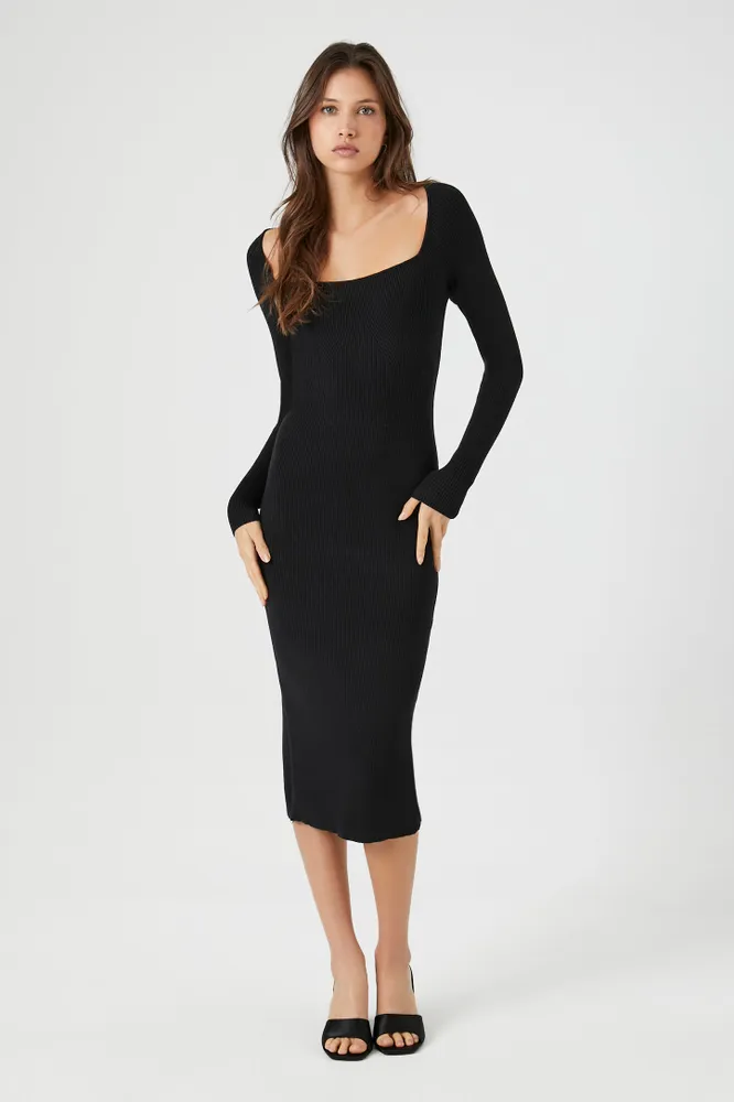 Square Neck Midi Sweater Dress