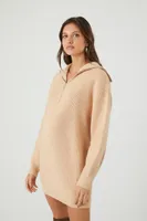 Quarter Zip Hooded Sweater Dress