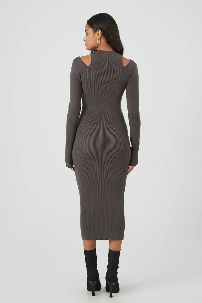 Shoulder Cut-Out Midi Sweater Dress