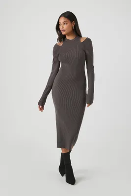Shoulder Cut-Out Midi Sweater Dress