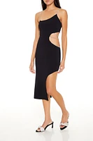 Robe midi asymÃ©trique avec dÃ©coupes et pierres du Rhin