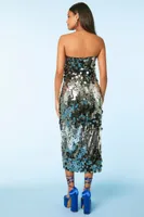 Sequin Strapless Midi Dress