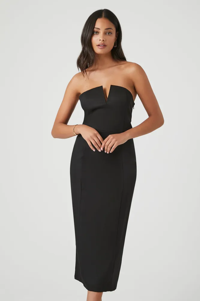 Notched Tube Midi Dress