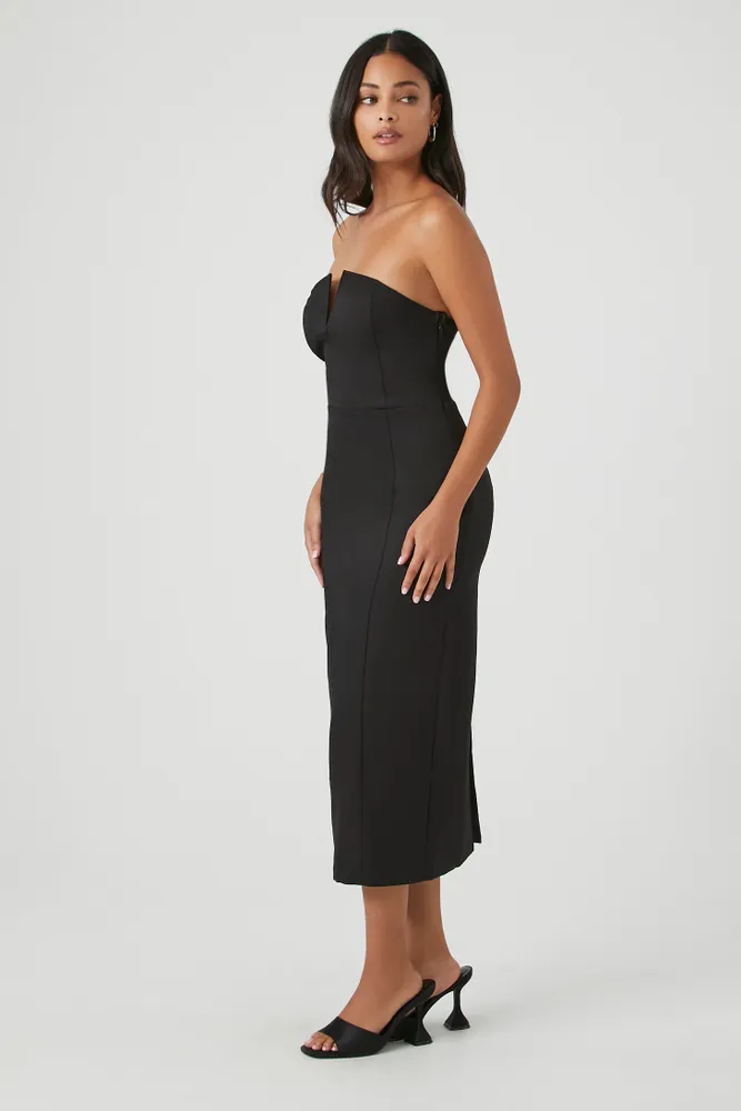 Notched Tube Midi Dress