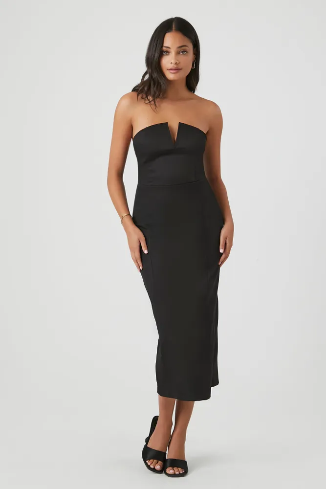 Notched Tube Midi Dress