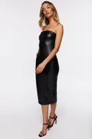 Faux Leather Strapless Midi Dress