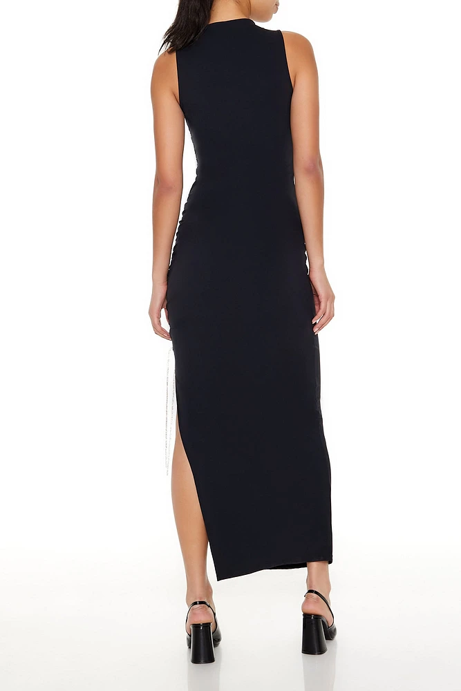 Contour Ruched Mock Neck Maxi Dress