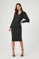 Surplice Long Sleeve Midi Dress