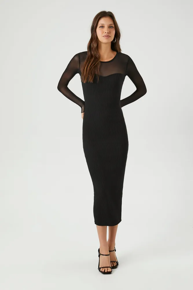 Bodycon Dress with Long Sheer Sleeves with Sequins
