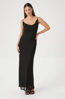 Mesh Cowl Neck Maxi Dress