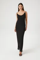 Mesh Cowl Neck Maxi Dress