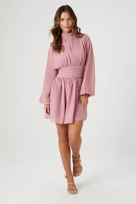 Chiffon Peasant Sleeve Mini Dress