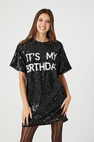 Sequin Its My Birthday T-Shirt Dress