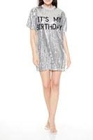 Robe t-shirt Ã  imprimÃ© Its My Birthday avec paillettes