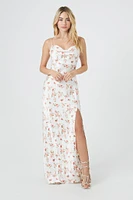 Satin Floral Cut-Out Maxi Dress