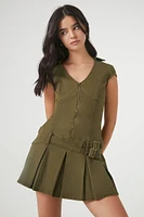 Zip-Up Pleated Mini Dress