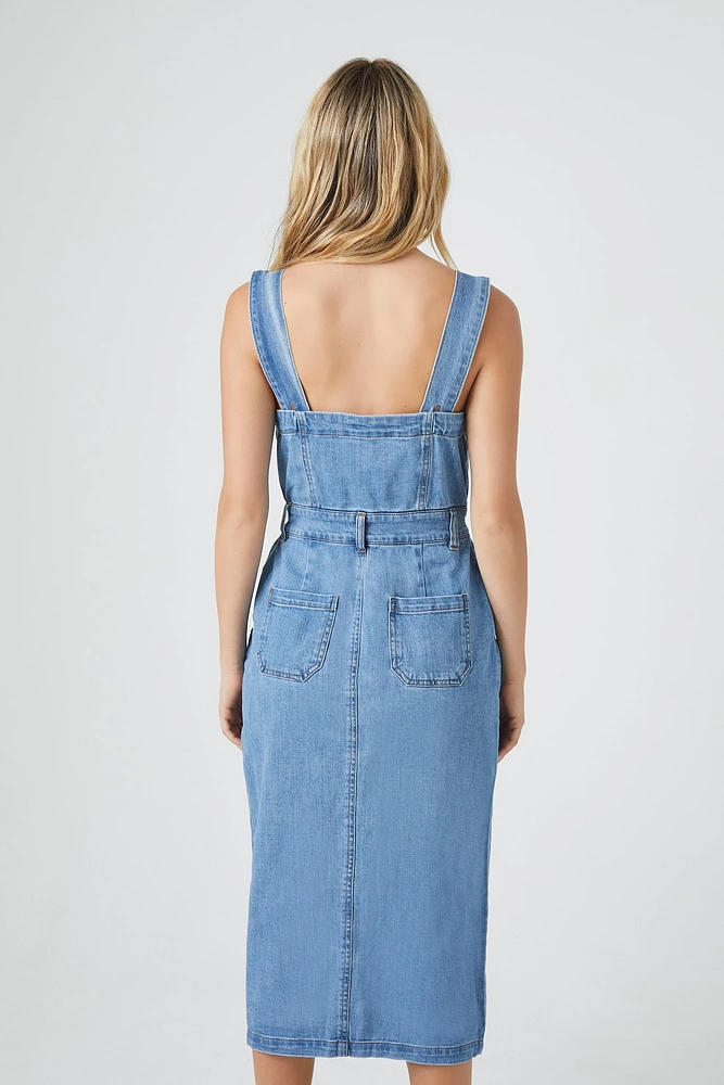 Denim Button Front Midi Dress