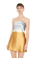 Satin Dip Dye Strapless Mini Dress