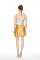 Satin Dip Dye Strapless Mini Dress