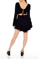 Tiered Bell Sleeve Mini Dress