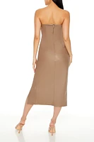 Faux Leather Tube Midi Dress