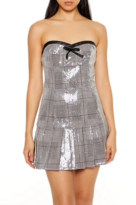 Sequin Plaid Mini Dress