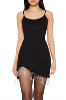 Rhinestone Fringe Asymmetrical Mini Dress