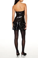 Tiered Strapless Sequin Mini Dress