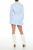 Poplin Belted Mini Shirt Dress