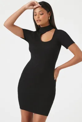 Ribbed Cut Out Bodycon Midi Dress