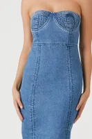 Strapless Denim Midi Dress