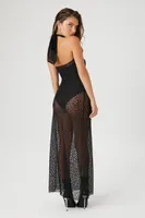 Sheer Lace Halter Maxi Dress