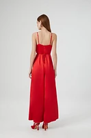 Satin Surplice Wide Leg Jumpsuit