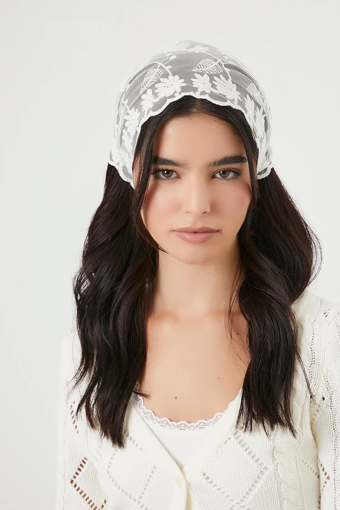Sheer Floral Embroidered Headwrap