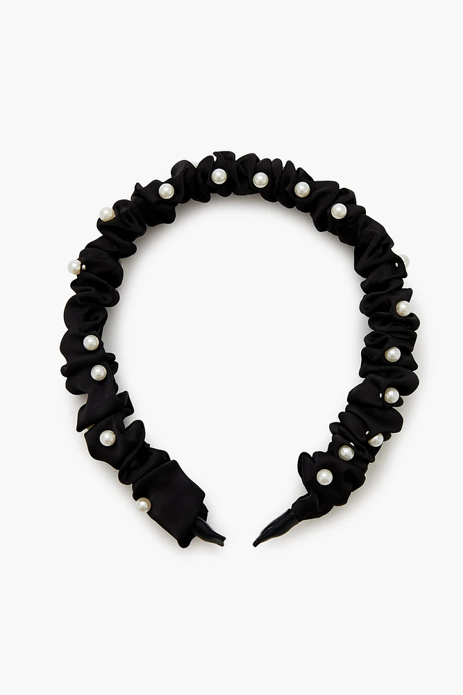 Ruched Faux Pearl Headband