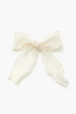 Faux Pearl Bow Hair Barrette