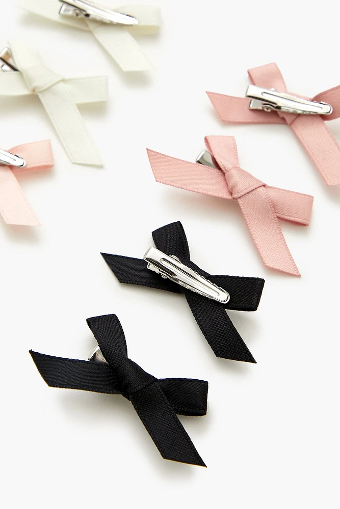 Ribbon Bow Hair Clip Set (8 Pcs)