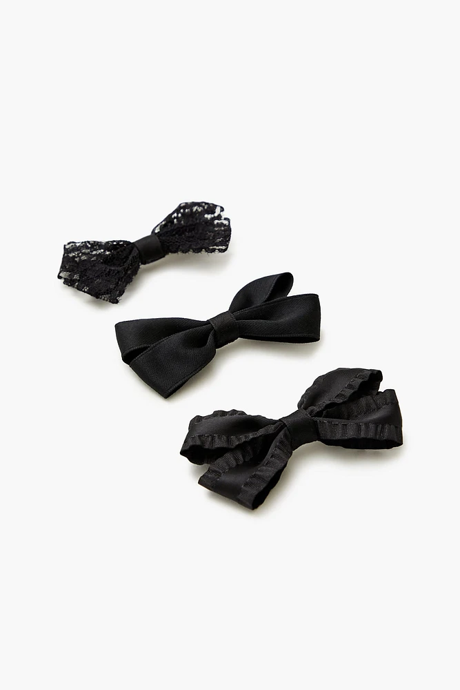 Ribbon Bow Hair Clip Set (3 Pcs)