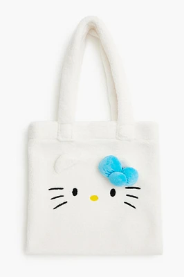 Faux Shearling Hello Kitty Tote Bag