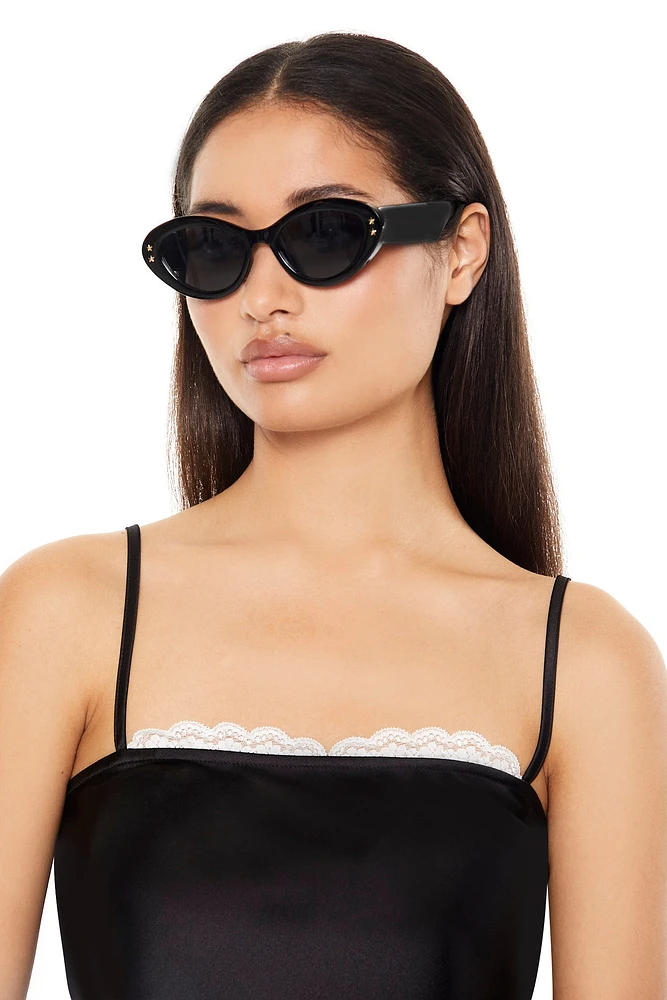 Studded Oval Frame Sunglasses