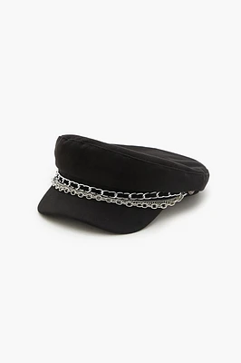 Tiered Chain-Trim Cabbie Hat