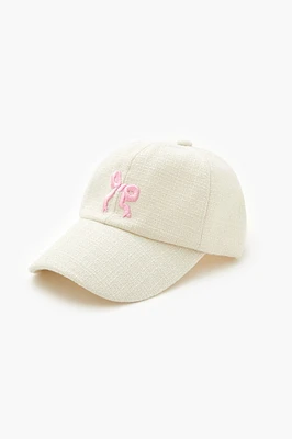 Bow Embroidered Textured Baseball Hat