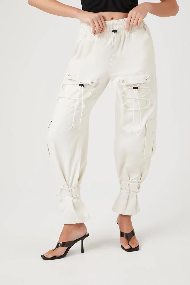 Drawstring Cargo Denim Jogger